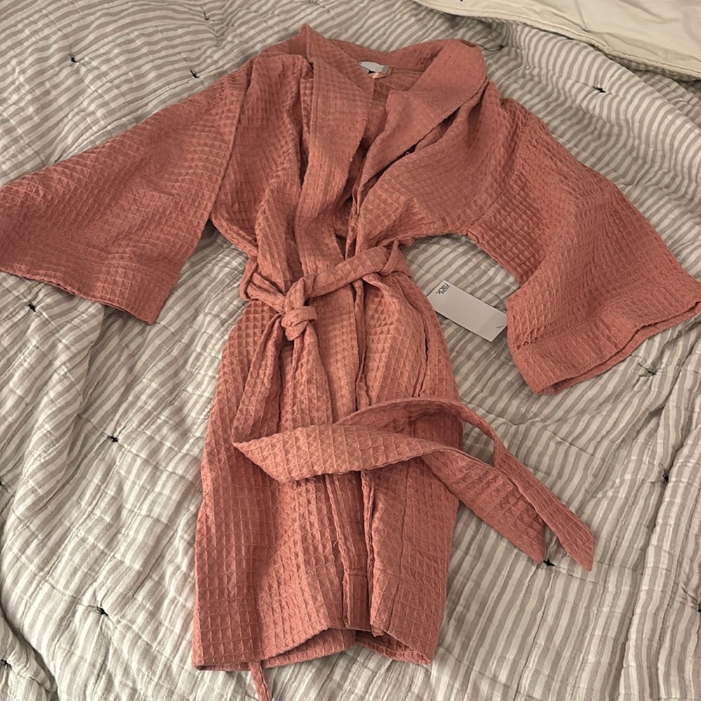 NWT nordstrom rack pink waffle robe